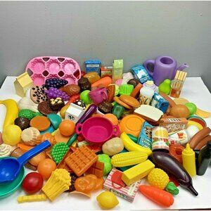 Play Kitchen Food Dishes Accessories 180 Pc Fruit Veggies Hot Dog Milk Pretend